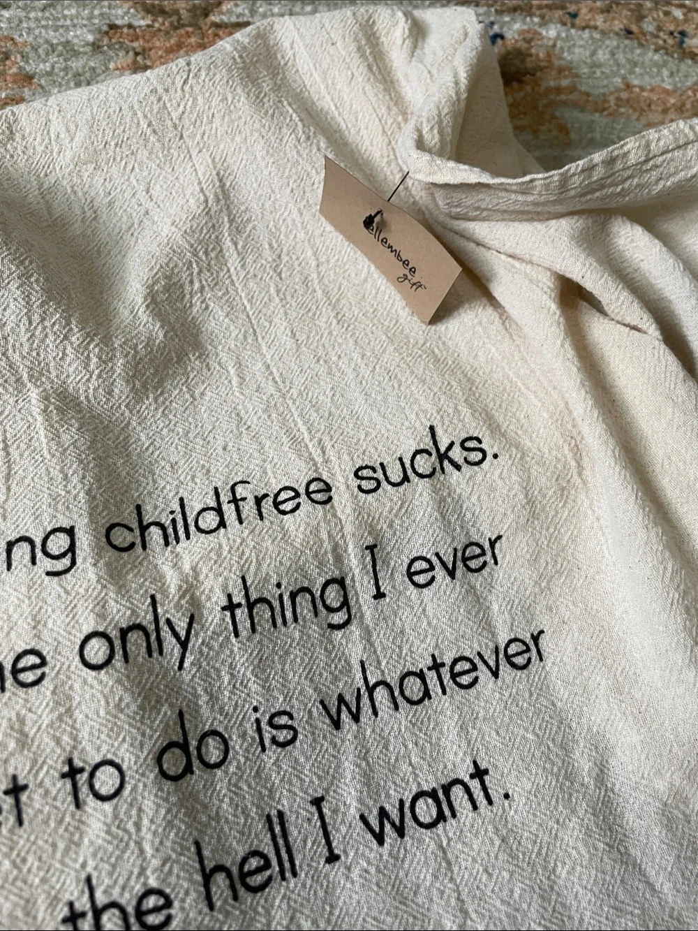Natural Textured Cotton Towel With Funny Graphic